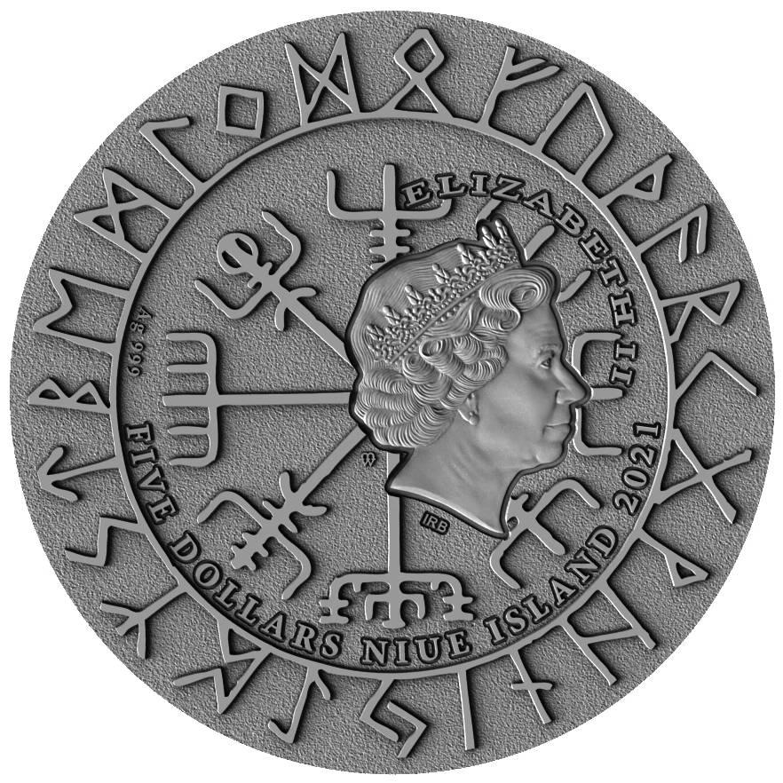 FREYDIS EIRIKSDOTTIR Vikings 2 Oz Silver Coin 5$ Niue 2021 - PARTHAVA COIN