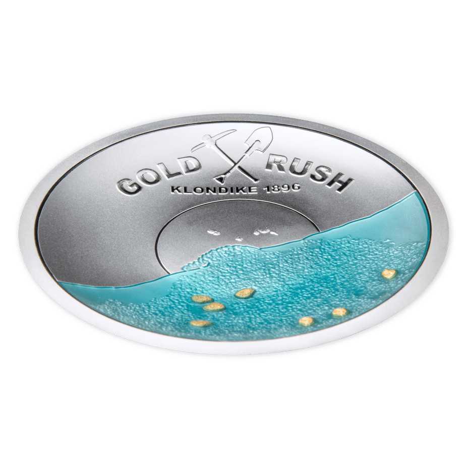 GOLD RUSH KLONDIKE 125TH ANNIVERSARY CONVEX 50g Silver Coin $5 Solomon Island 2021 - PARTHAVA COIN