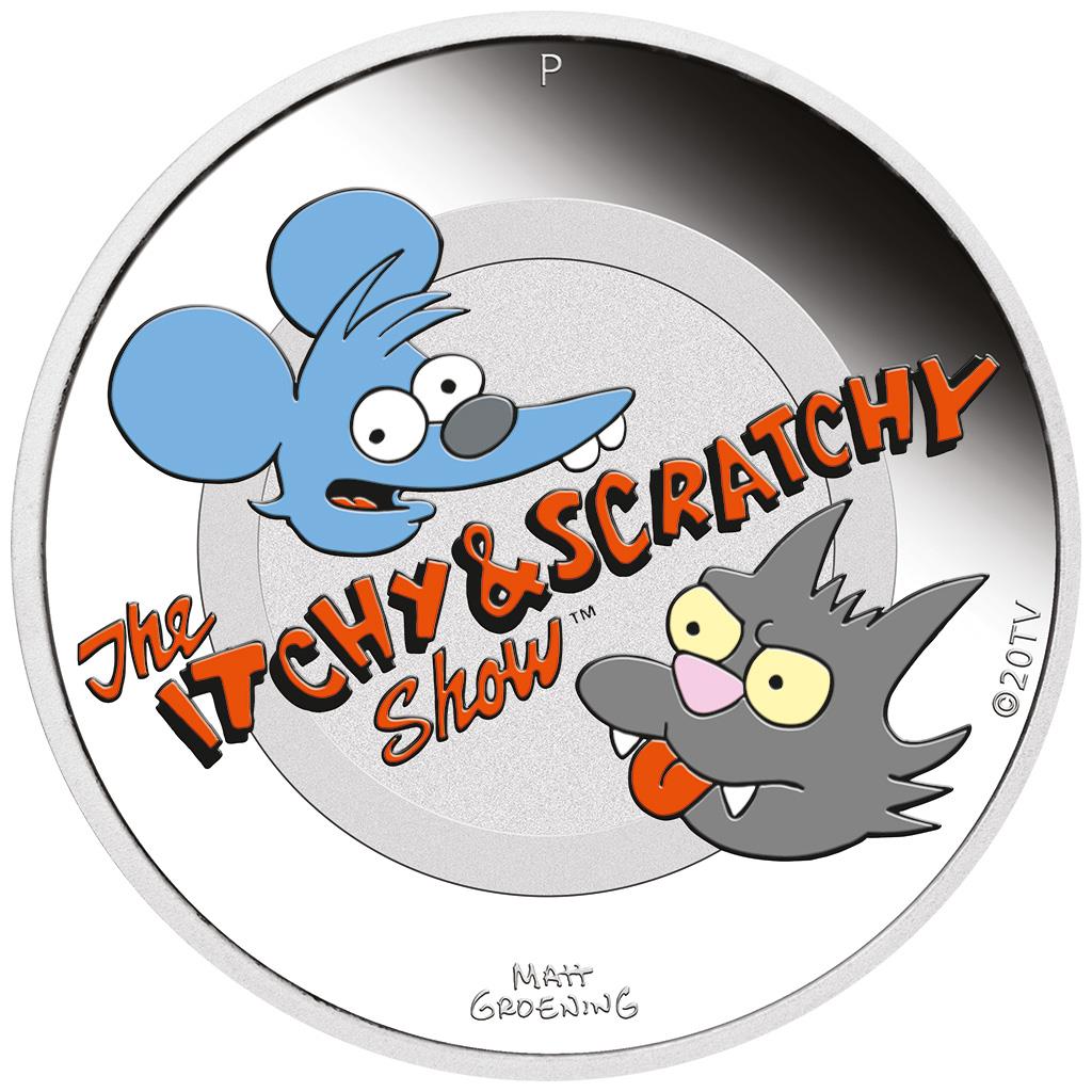 ITCHY and SCRATCHY™ Simpsons™ 1 Oz Silver Coin $1 Tuvalu 2021 Media 1 of 5