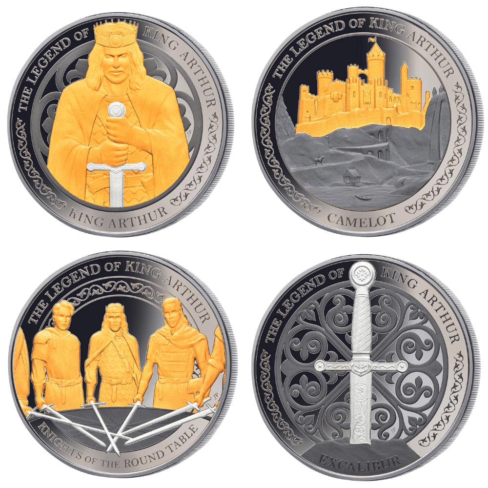 LEGEND OF KING ARTHUR Set 4 oz Silver Coins(4x1 oz) 5$ Samoa 2022 - PARTHAVA COIN