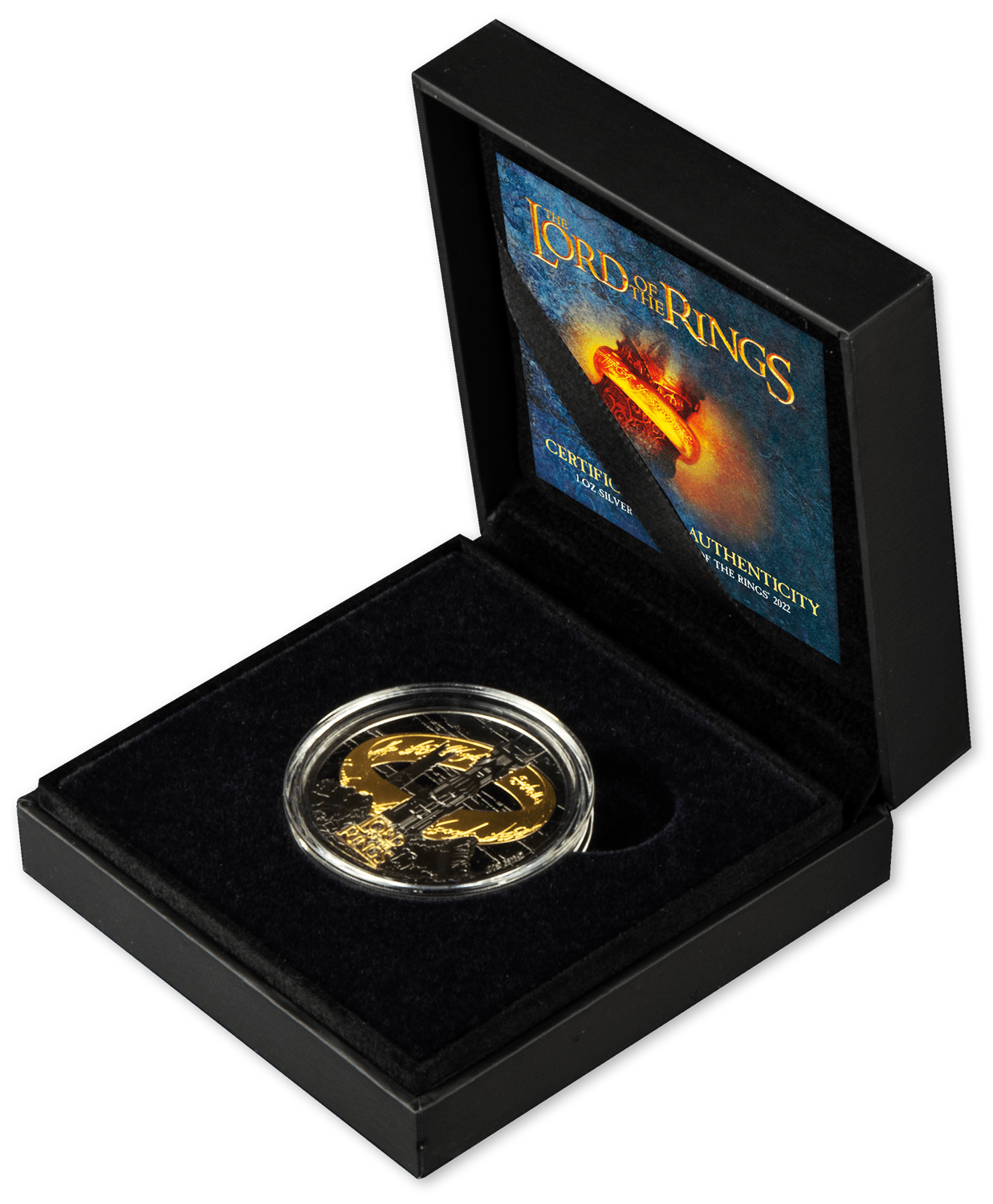 LORD OF THE RINGS 24k Gold Plating 1 Oz Silver Coin $5 Samoa 2022 - PARTHAVA COIN