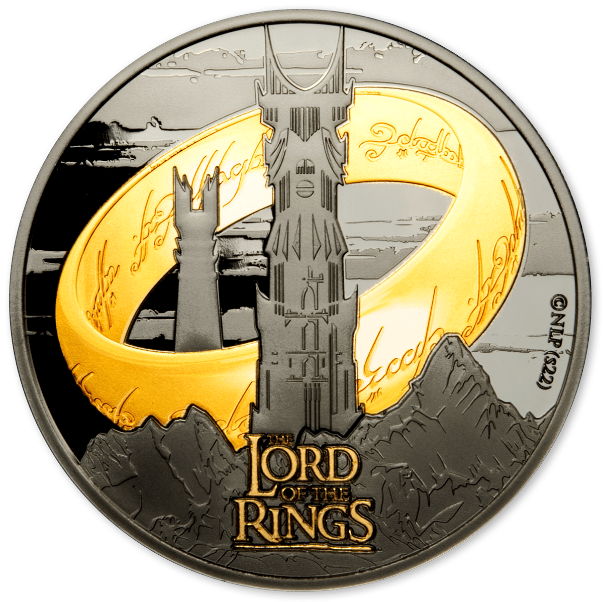 LORD OF THE RINGS 24k Gold Plating 1 Oz Silver Coin $5 Samoa 2022 - PARTHAVA COIN