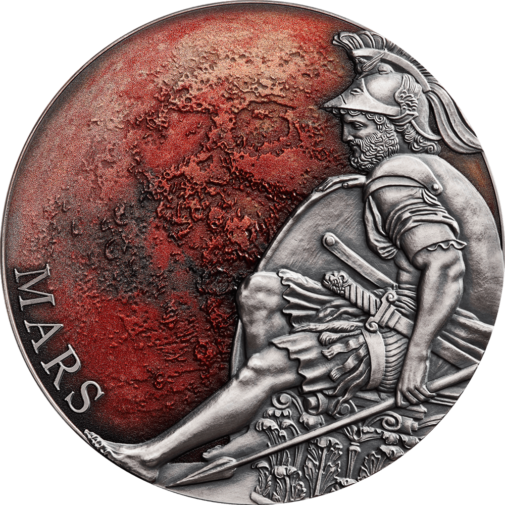 MARS Planets and Gods 3 Oz Silver Coin 3000 Francs Cameroon 2020 - PARTHAVA COIN