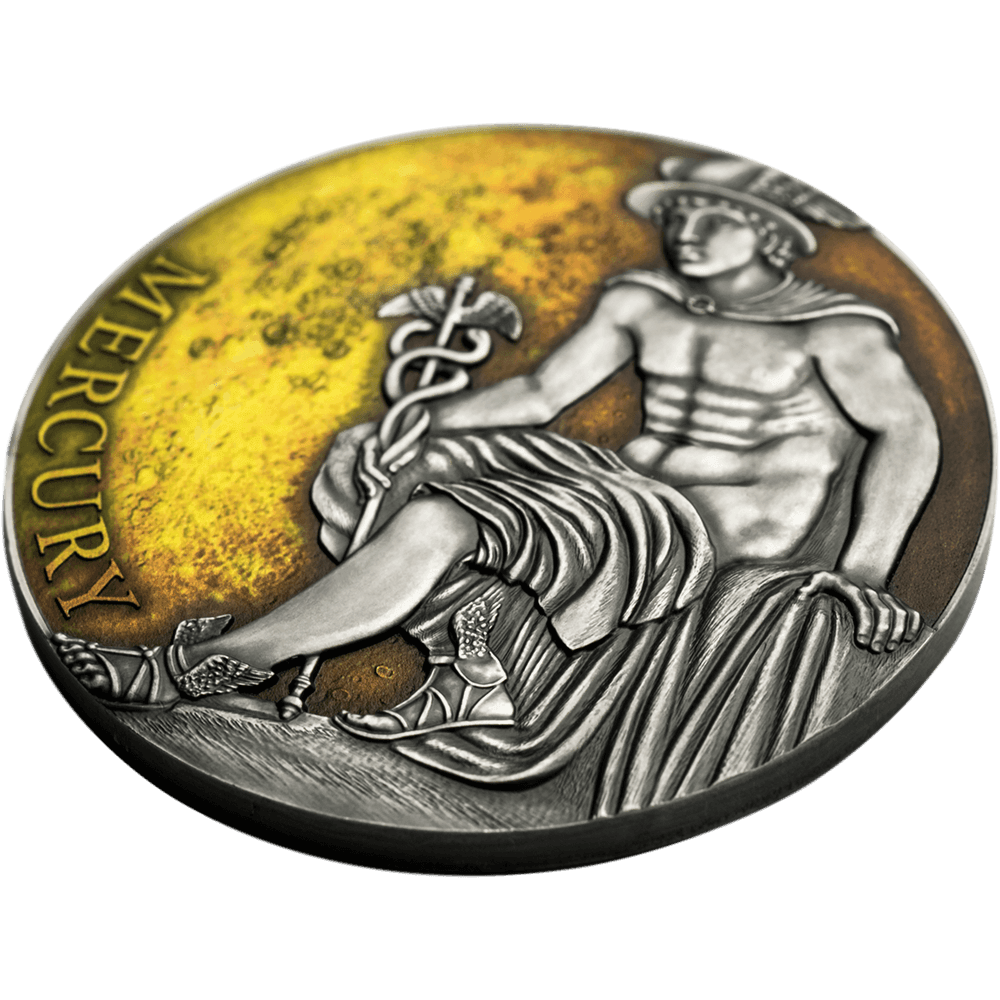 MERCURY Planets and Gods 3 Oz Silver Coin 3000 Francs Cameroon 2019 - PARTHAVA COIN