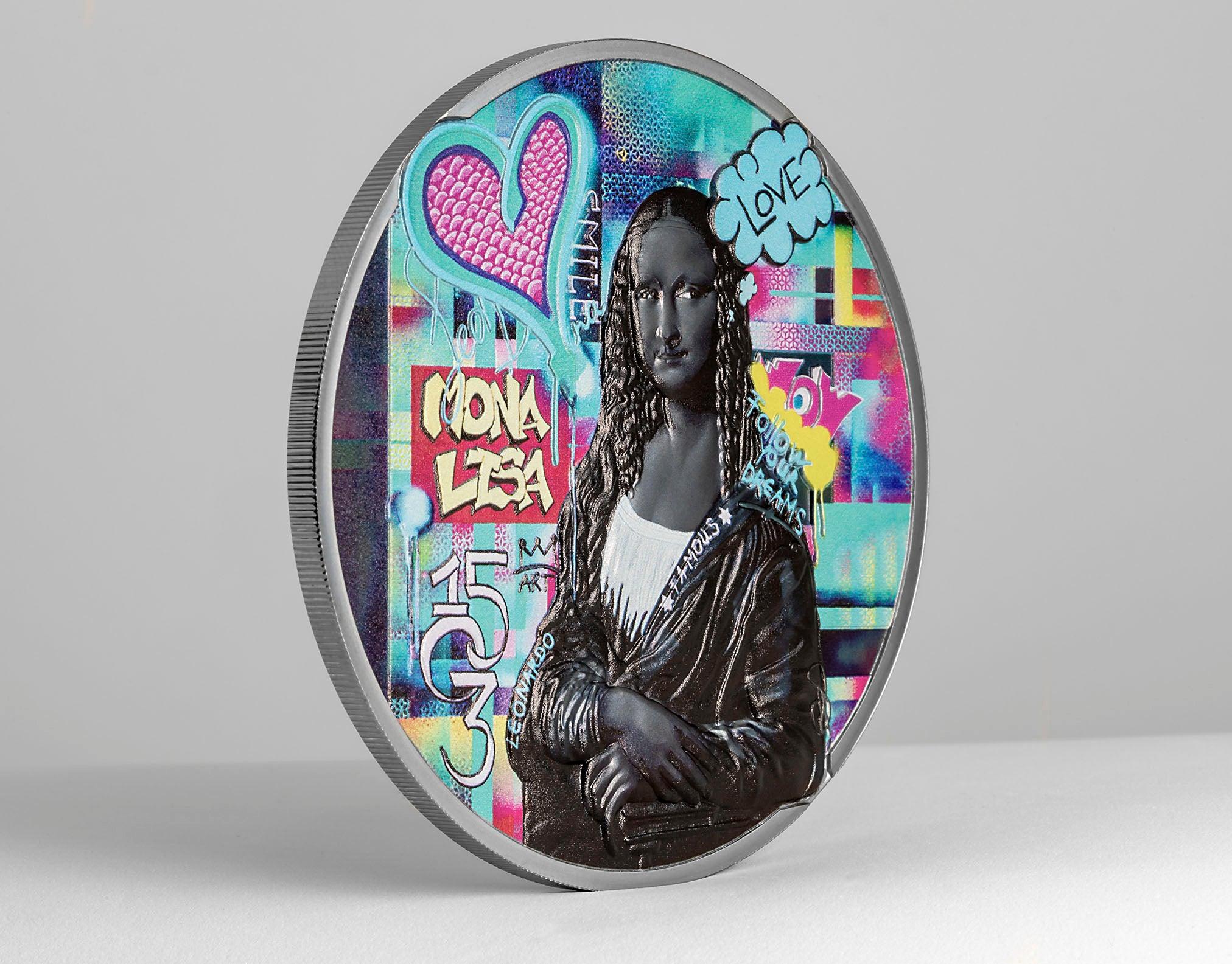 MONA LISA Graffiti Art 3 Oz Silver Coin $20 Cook Islands 2023 - PARTHAVA COIN