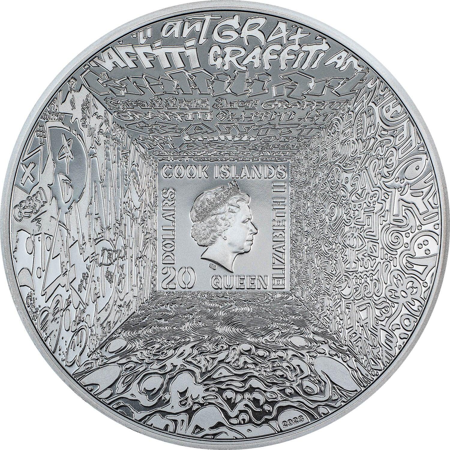 MONA LISA Graffiti Art 3 Oz Silver Coin $20 Cook Islands 2023 - PARTHAVA COIN