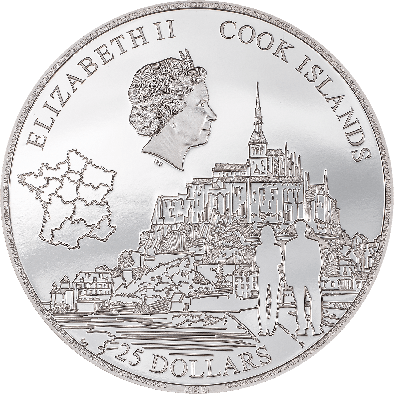 MONT SAINT MICHEL 5 Oz Silver Coin $25 Cook Islands 2023 - PARTHAVA COIN