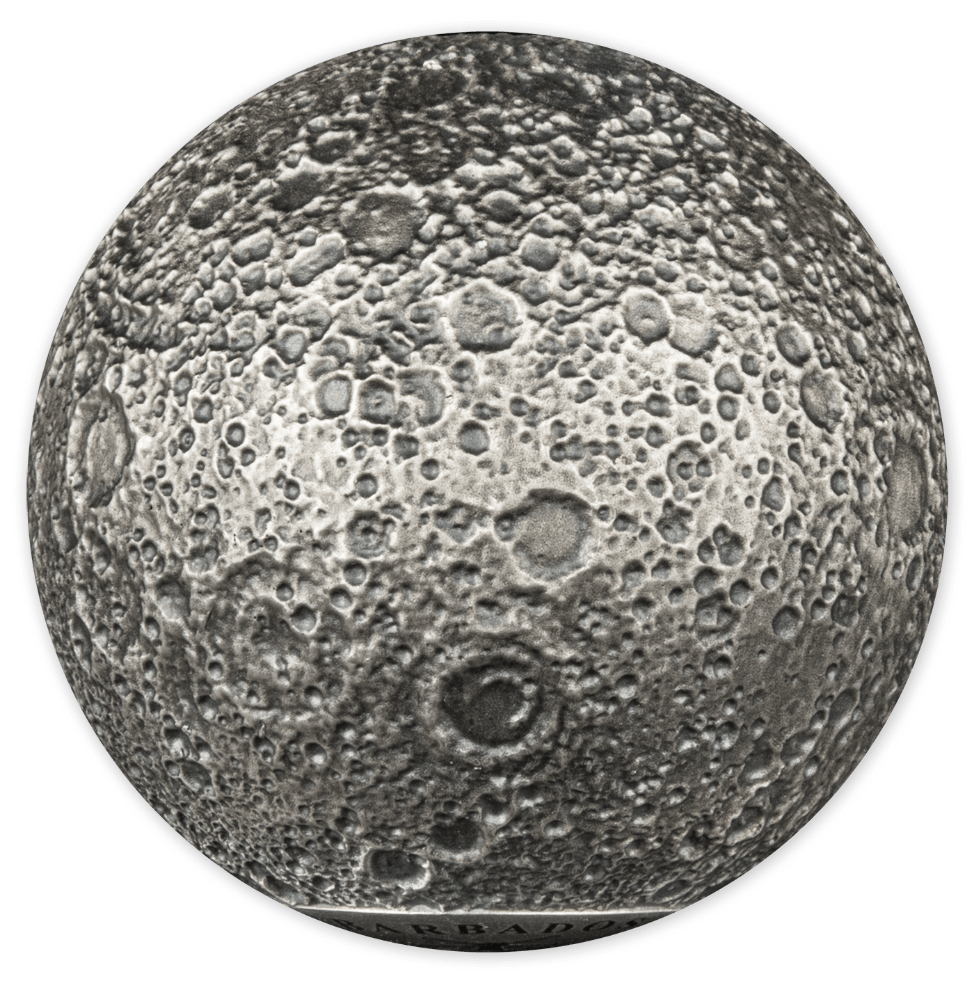 MOON SPHERICAL 3D Planet 3 Oz Silver Coin $5 Barbados 2023 - PARTHAVA COIN