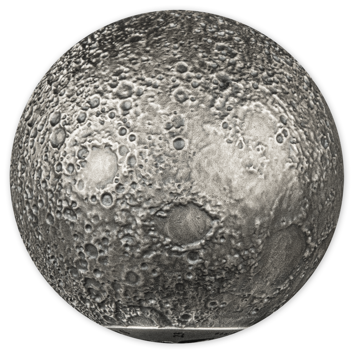 MOON SPHERICAL 3D Planet 3 Oz Silver Coin $5 Barbados 2023 - PARTHAVA COIN