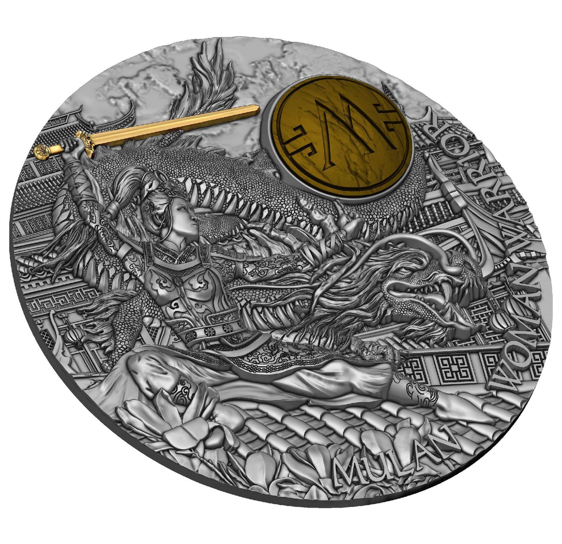 MULAN Woman Warrior III 2 Oz Silver Coin 5$ Niue 2021 - PARTHAVA COIN