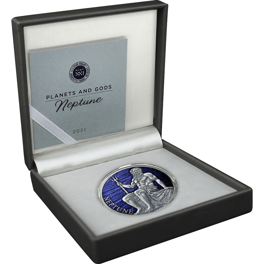 NEPTUNE Planets and Gods 3 Oz Silver Coin 3000 Francs Cameroon 2021 - PARTHAVA COIN