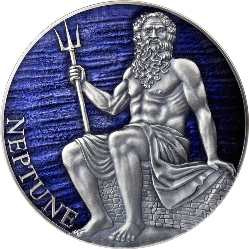 NEPTUNE Planets and Gods 3 Oz Silver Coin 3000 Francs Cameroon 2021 - PARTHAVA COIN