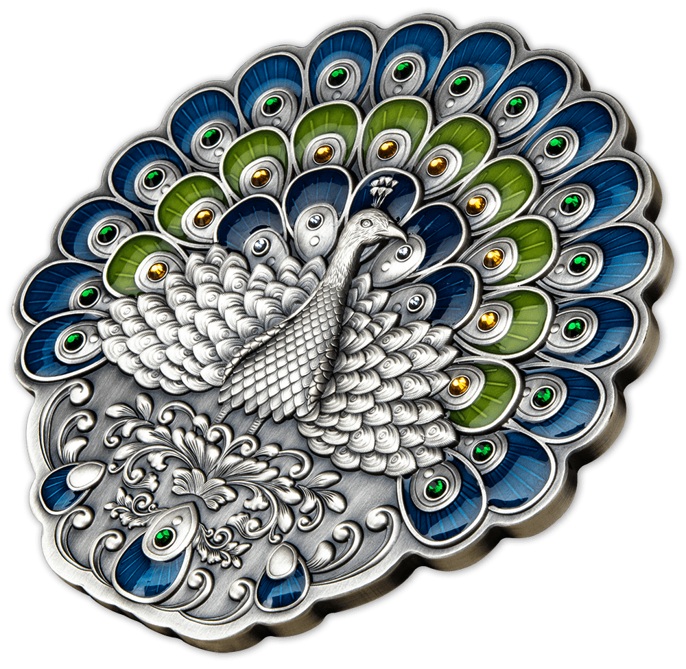 PEACOCK 500g Silver Coin $5 Nauru 2022 - PARTHAVA COIN
