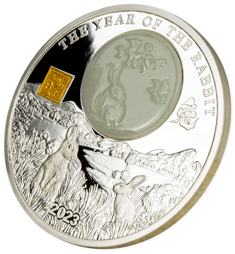 RABBIT Jade Chinese Lunar Year 2 Oz Silver Coin 25 Francs Burundi 2023 - PARTHAVA COIN