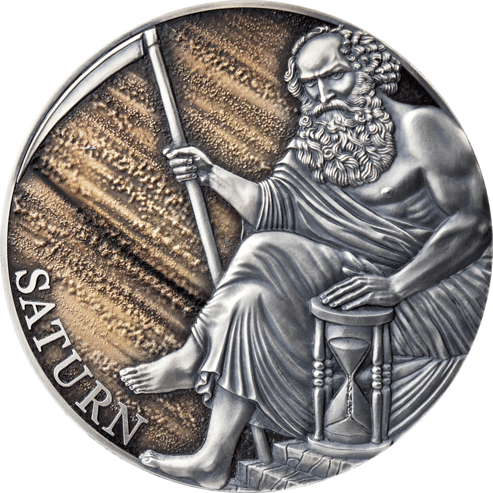 SATURN Planets and Gods 3 Oz Silver Coin 3000 Francs Cameroon 2021 - PARTHAVA COIN