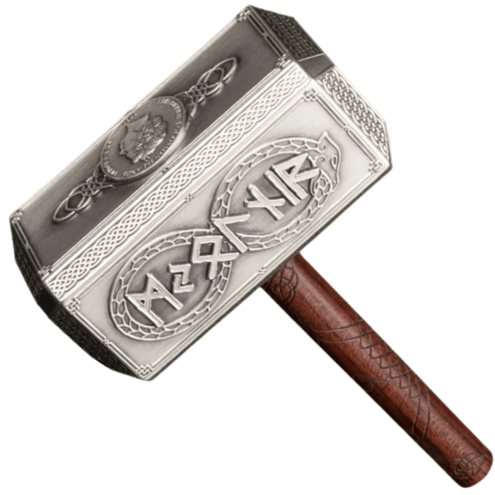 THOR HAMMER Mjölnir 500g Silver Coin $10 Solomon Island 2021 - PARTHAVA COIN