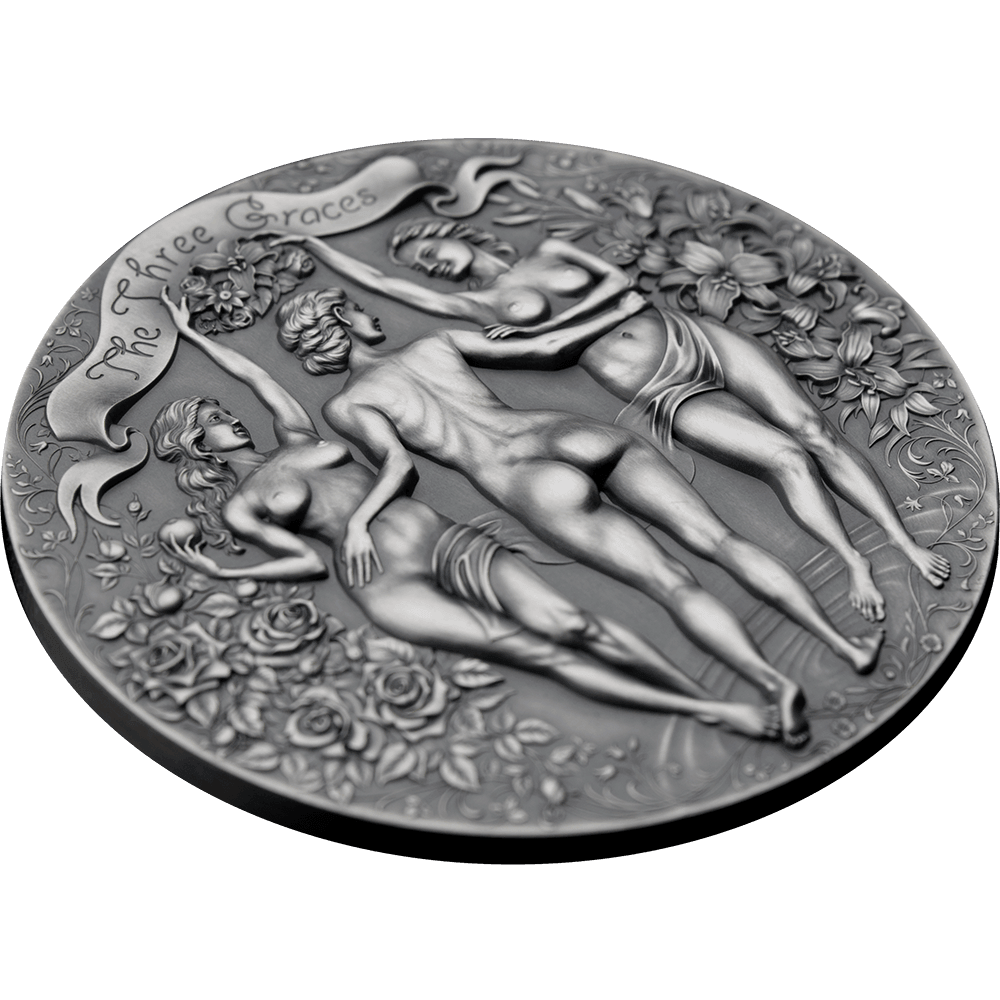 THREE GRACES Celestial Beauty 2 Oz Silver Coin 2000 Francs Cameroon 2020 - PARTHAVA COIN