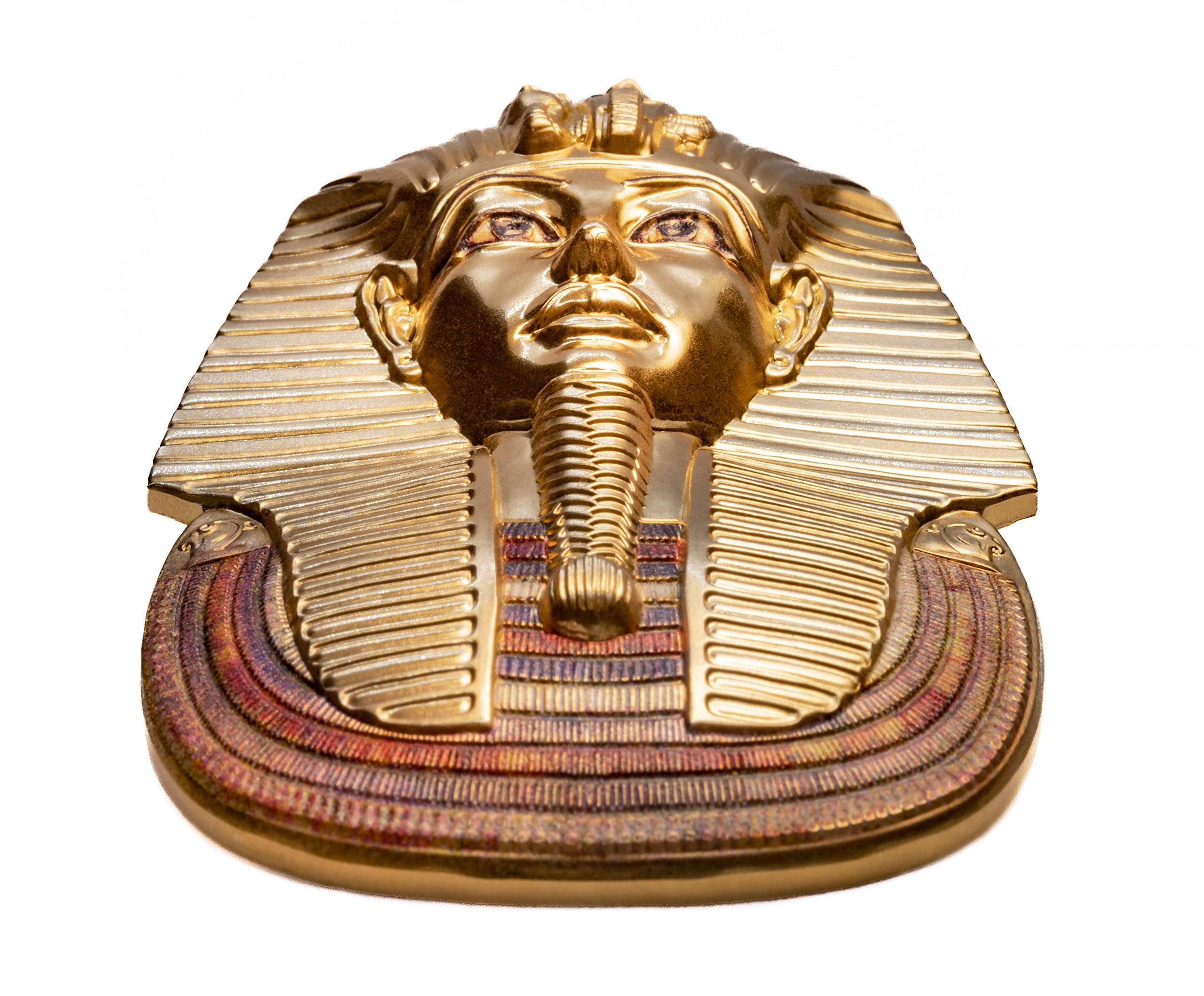 TUTANKHAMUN’S MASK Egyptian Art Shaped 3 Oz Silver Coin 20$ Palau 2022 - PARTHAVA COIN