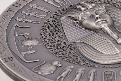 TUTANKHAMUN’S TOMB 1922 Archeology Symbolism Antiqued 3 Oz Silver Coin 20$ Cook Islands 2022 - PARTHAVA COIN