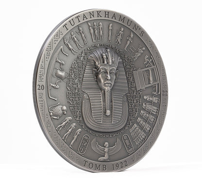 TUTANKHAMUN’S TOMB 1922 Archeology Symbolism Antiqued 3 Oz Silver Coin 20$ Cook Islands 2022 - PARTHAVA COIN