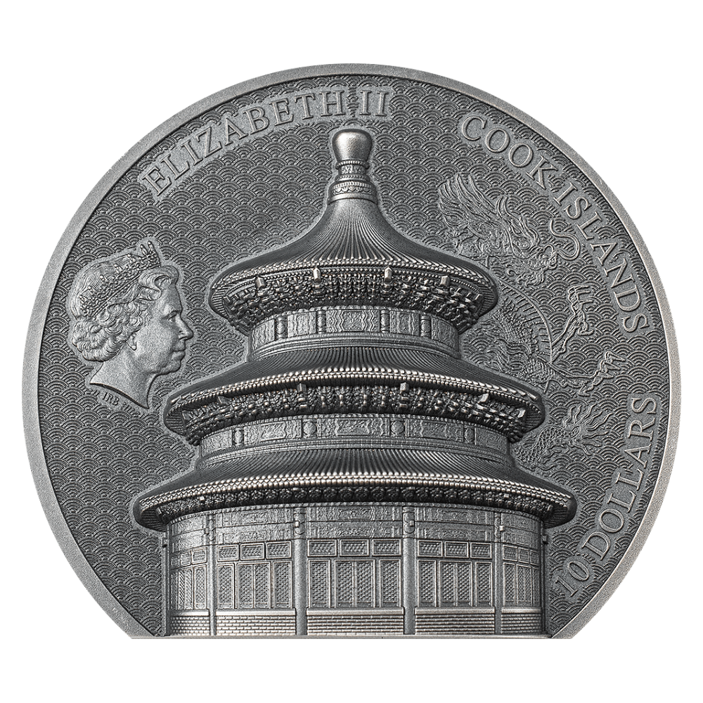 TEMPLE OF HEAVEN Beijing 2 Oz Silver Coin $10 Cook Islands 2023 - PARTHAVA COIN