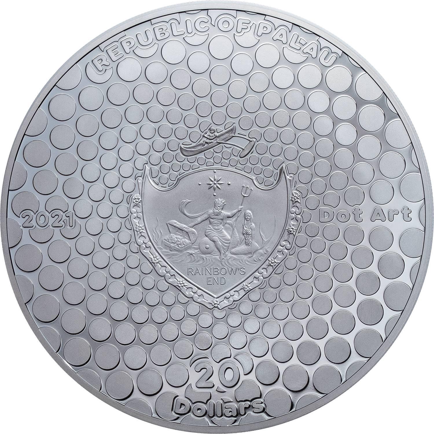 WHALE Dot Art 3 Oz Silver Coin 20$ Palau 2021 - PARTHAVA COIN