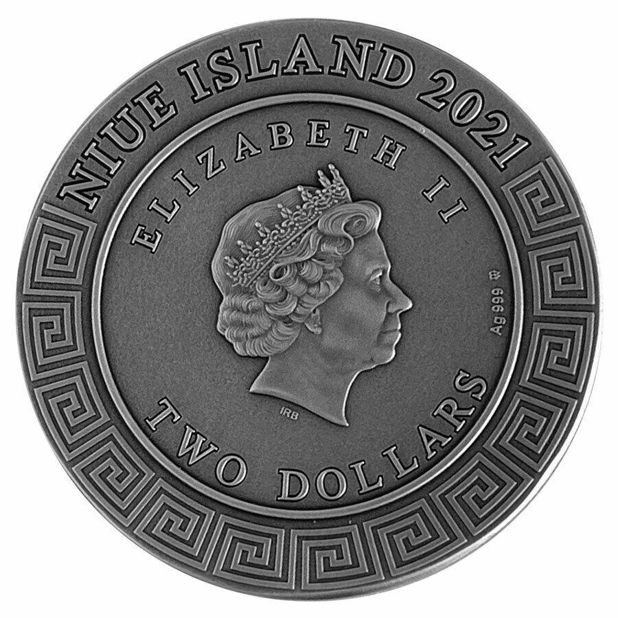 ZEUS Gods 2 Oz Silver Coin 2$ Niue 2021 - PARTHAVA COIN