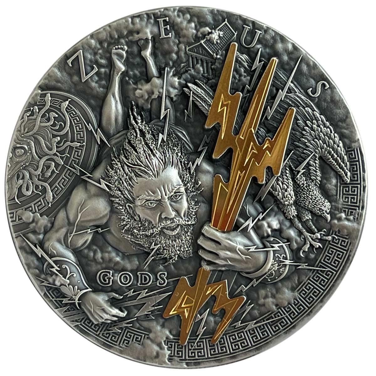 ZEUS Gods 2 Oz Silver Coin 2$ Niue 2021 - PARTHAVA COIN