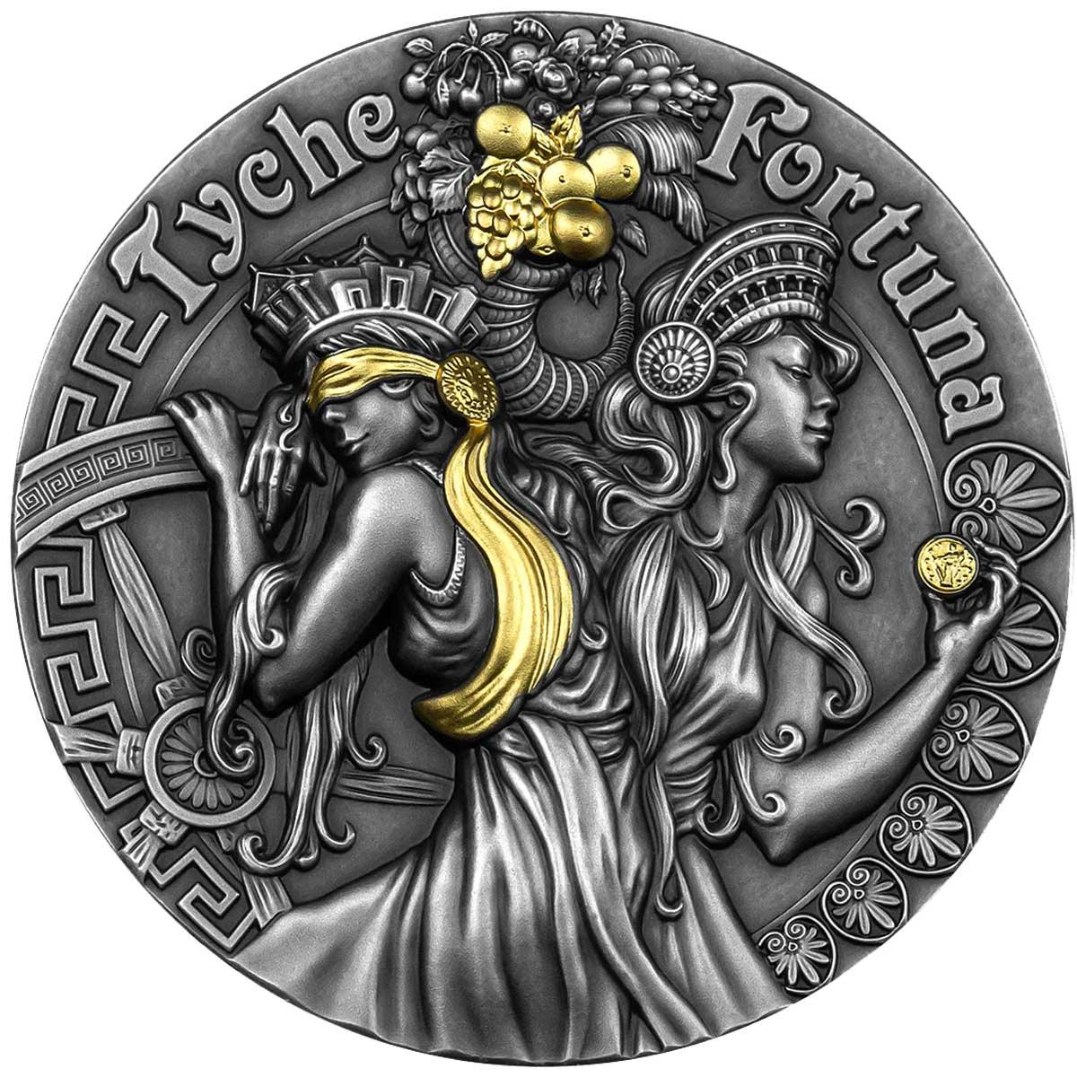 FORTUNA AND TYCHE Goddesses 2 Oz Silver Coin 5$ Niue 2021 - PARTHAVA COIN