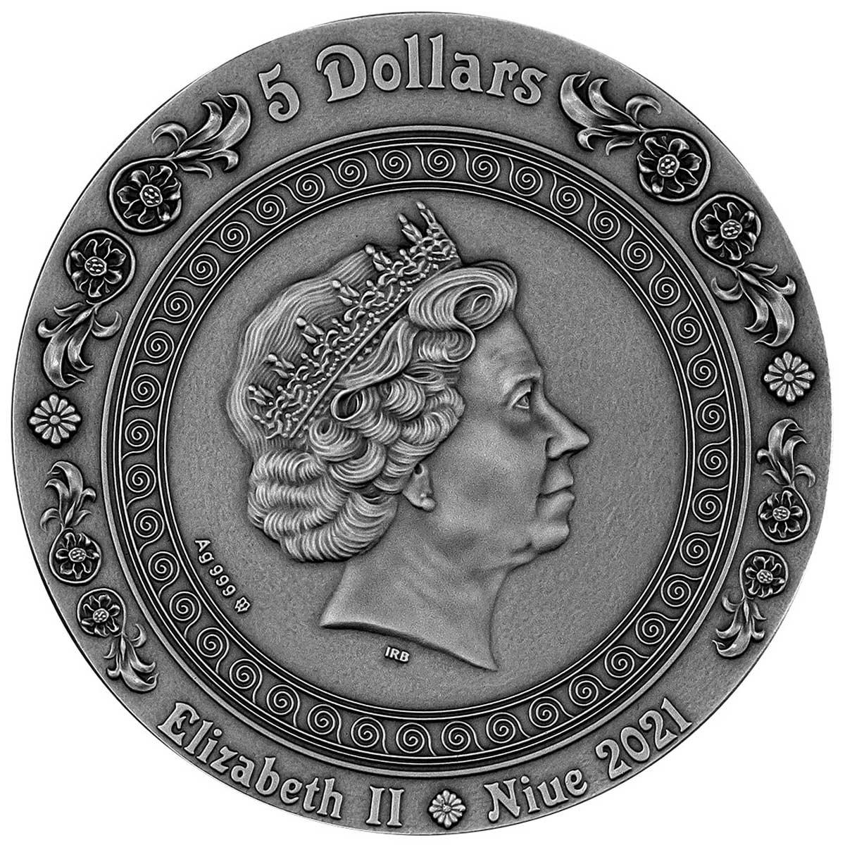 FORTUNA AND TYCHE Goddesses 2 Oz Silver Coin 5$ Niue 2021 - PARTHAVA COIN