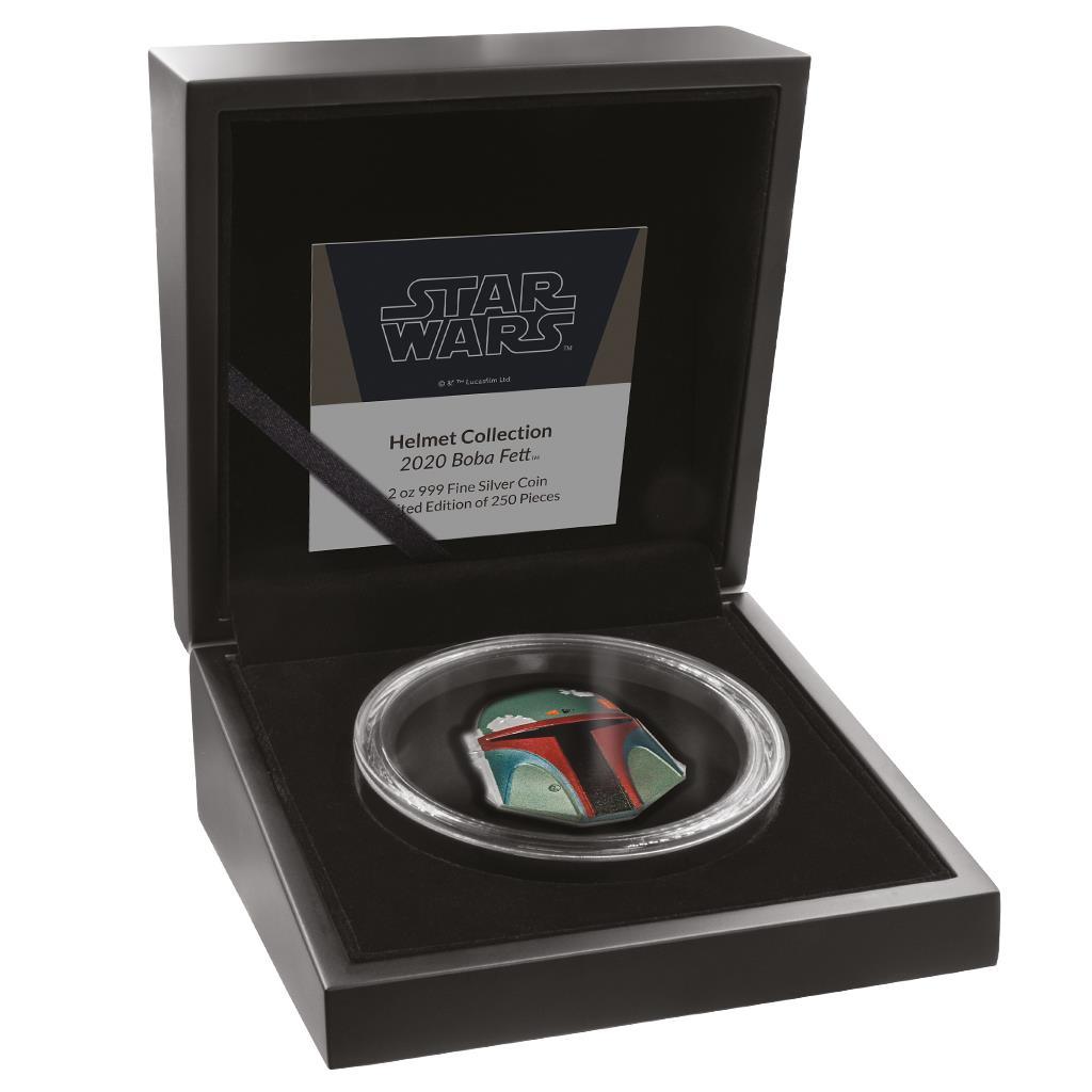 Boba Fett™ Coloured Helmet 2oz Ultra High Relief Silver Coin - PARTHAVA COIN