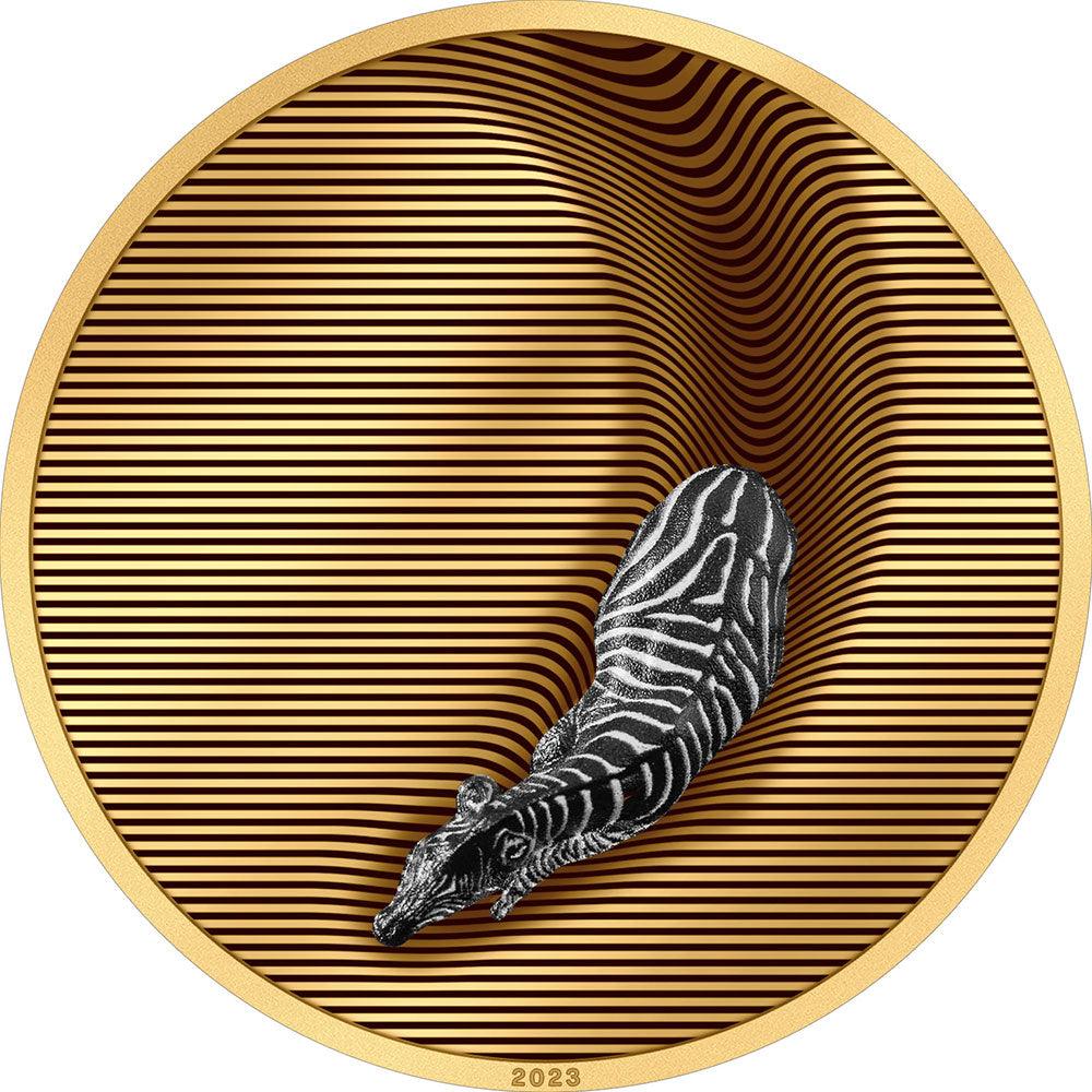 ZEBRA Camouflage of Nature Gilded 5 Oz Silver Coin $20 Palau 2023 - PARTHAVA COIN